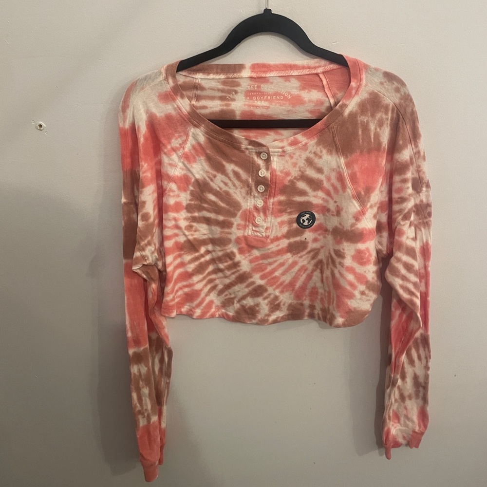 Tie die cropped long sleeve